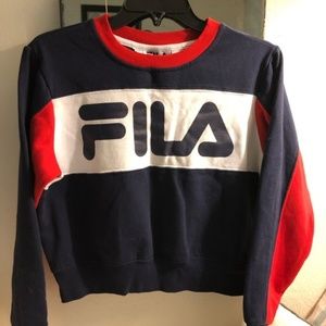 DONATED Blue Cropped Fila Sweater